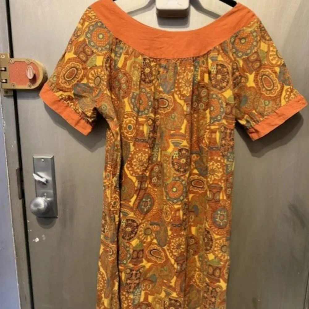 Vintage 70’s Boho paisley African print A-line swing Mini Dress - Picture 6 of 16